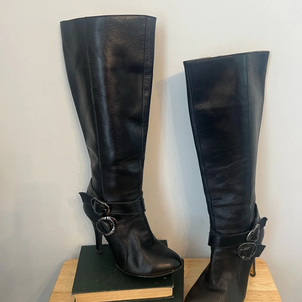 Shane & Shawn Boardroom Rockstars biker heeled  black boots size 8 - Picture 2 of 11